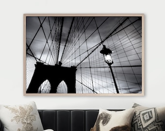 New York City Print Brooklyn Bridge Art New York Wall Art Digital Bridge Print Moody Wall Art Travel Art Living Room Print Photography