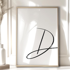 Letra D imprimible / Impresión artística con letras / Póster de pared digital con la inicial D / Arte de pared con monograma para guardería / Impresión con la letra D / Decoración tipográfica con D