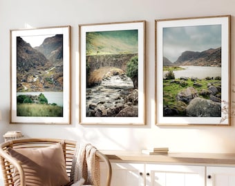 Irlandstryck, irländsk landskapskonst, fotografi av Gap of Dunloe (digital nedladdning - set om 3)