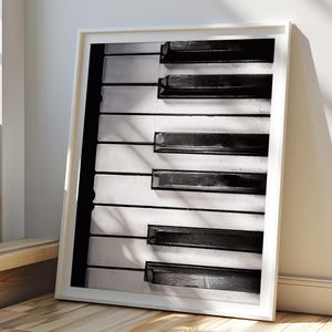 Piano Print, Printable Music Art, Black and White Photography, Vintage Piano Art, Jazz Wall Decor, Gift for Music Lover, Modern Music Art