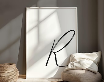 Printable Letter R |  Letter Art Print | R Initial Digital Wall Poster | Monogram Nursery Wall Art | Letter R Print | R Typography Decor