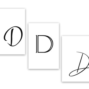 Letter D digital dowload.  Black letter on white background.