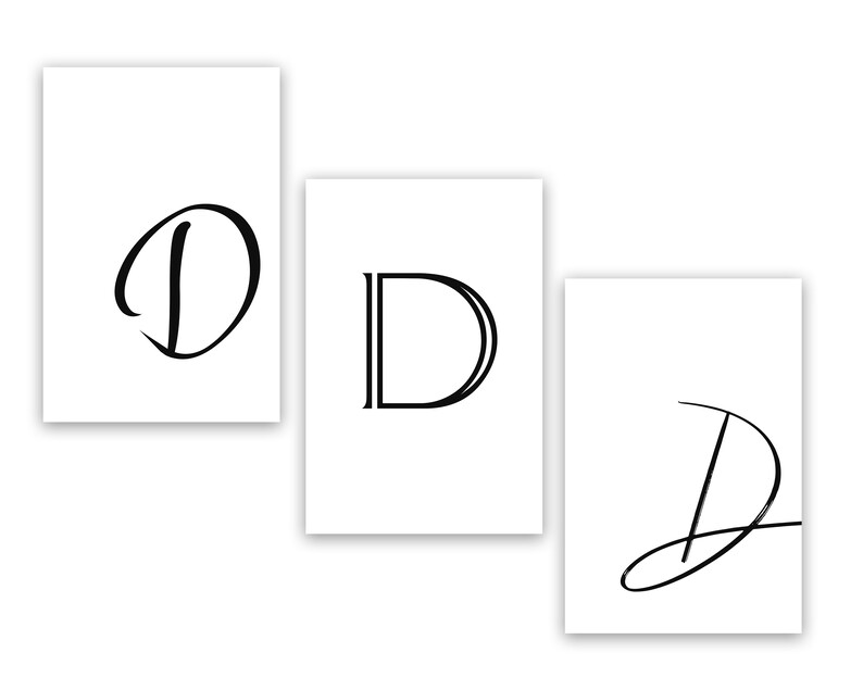 Letter D digital dowload.  Black letter on white background.