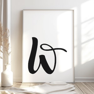 Letra W para impressão | Impressão de arte de letra | Pôster de parede digital inicial | Arte de parede de berçário com monograma | Impressão de letra W | Decoração de tipografia moderna