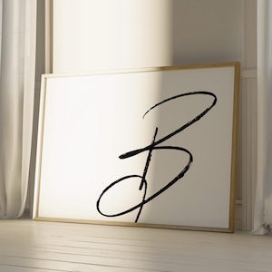 Letra B para impressão - Horizontal | Impressão da letra B | Cartaz de parede digital com inicial B | Arte de parede de berçário com monograma | Arte de letras | Tipografia B