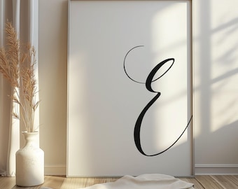 Printable Letter E |  Letter Art Print | E Initial Digital Wall Poster | Monogram Nursery Wall Art | Letter E Print | E Typography Decor