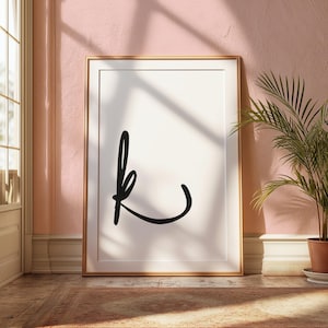 Letra K imprimible / Impresión artística con letras / Póster digital de pared con la inicial K / Arte de pared con monograma para guardería / Impresión con la letra K / Decoración tipográfica con K
