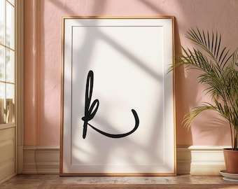 Letter K Art Print: Initial Monogram Wall Decor (Digital Download)