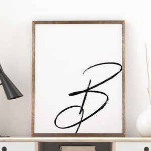 Letra imprimible B / Impresión de arte de letras / Cartel de pared digital inicial B / Arte de pared de vivero de monogramas / Impresión de letra B / Decoración de tipografía B