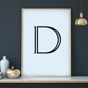 Letter D digital dowload.  Black letter on white background.