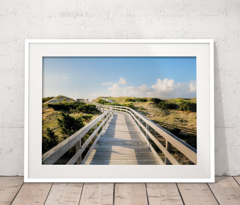 Beach Printable Art, Coastal Wall Decor, Boardwalk Photography, Sand Dunes Print, Tranquil Blue, Beach House Art, Beach Print, Surf Art image 1