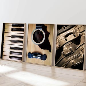 Music Print Set of 3, Printable Music Art, Guitar Photography, Piano ...