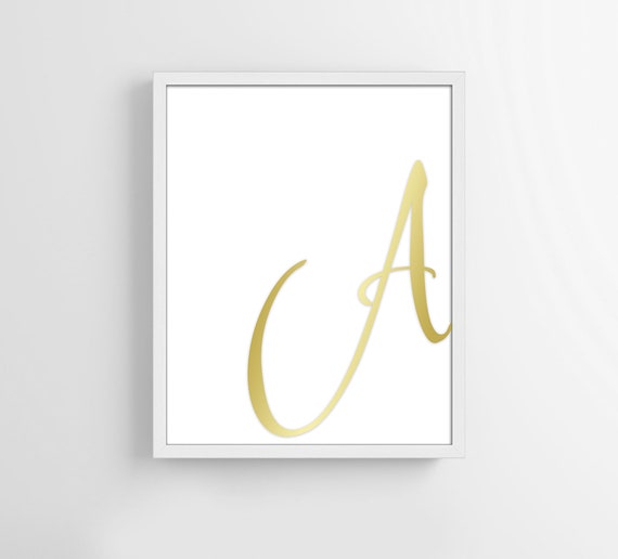 printable letter a gold letter art print initial digital etsy