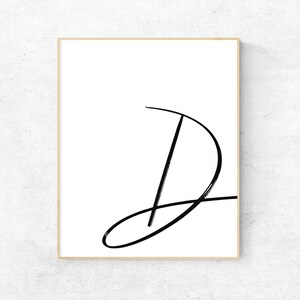 Letter D digital dowload.  Black letter on white background.