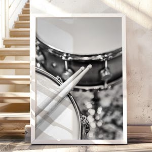 Drum Print, Printable Music Art, Drumsticks Photography, Gift for Drummer, Drum Wall Art, Music Decor, Boy Nursery, Vintage Music Poster
