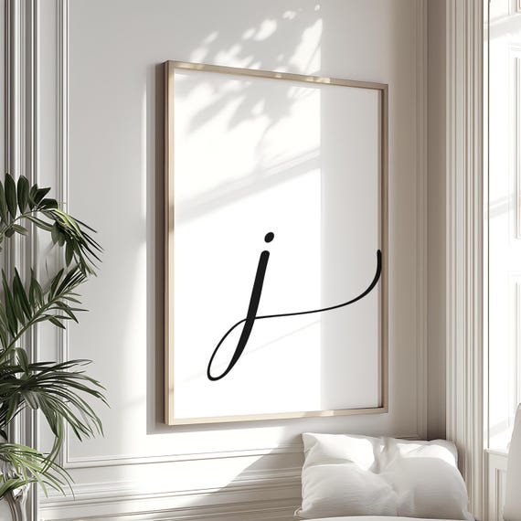 Printable Letter J |  Letter Art Print | Initial Digital Wall Poster | Monogram Nursery Wall Art | Letter J Print | Modern Typography Decor