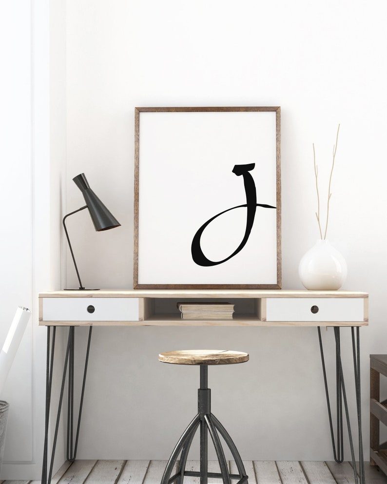 Printable Letter J Letter Art Print Initial Digital Wall Etsy