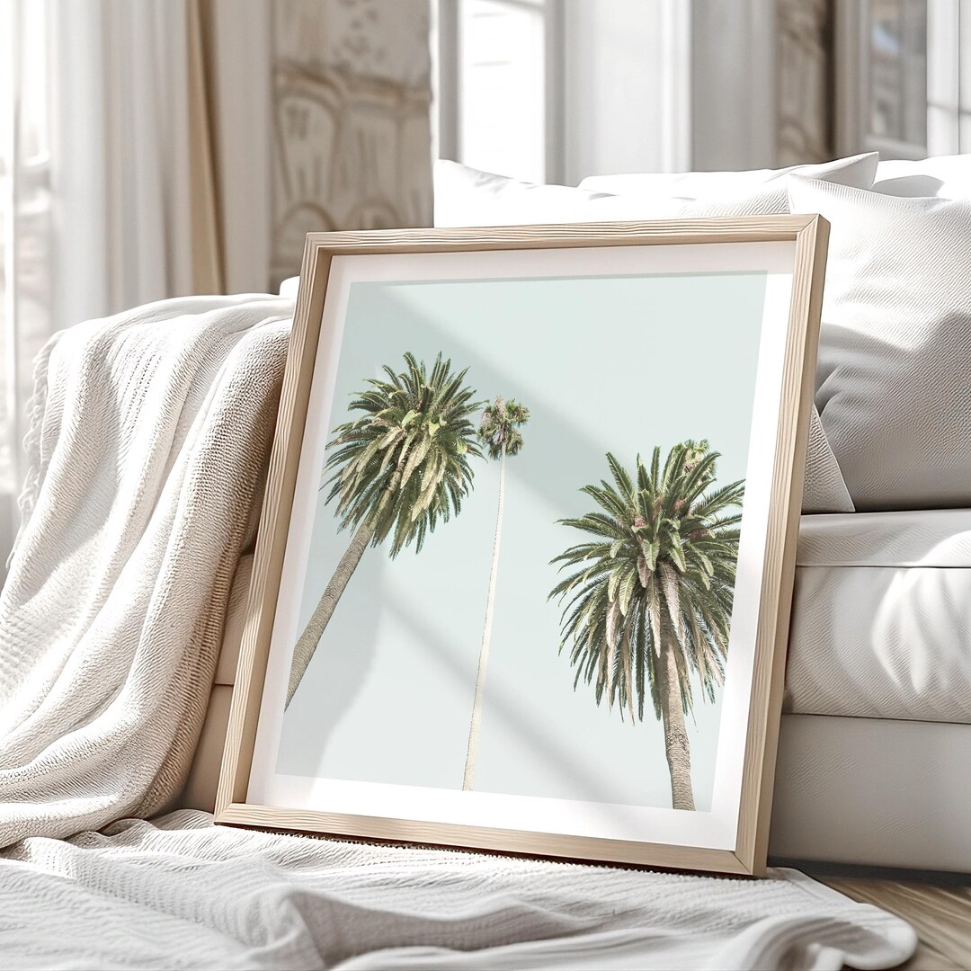 Palm Tree Print Coastal Decor Beach House Art Tropical Print Pastel ...