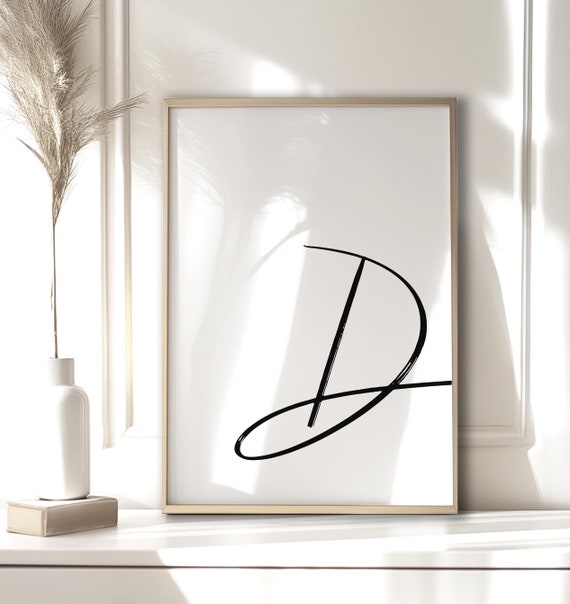 Printable Letter D |  Letter Art Print | D Initial Digital Wall Poster | Monogram Nursery Wall Art | LetterD Print | D Typography Decor