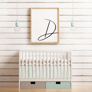 Letter D digital dowload.  Black letter on white background.