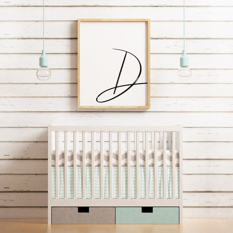 Letter D digital dowload.  Black letter on white background.