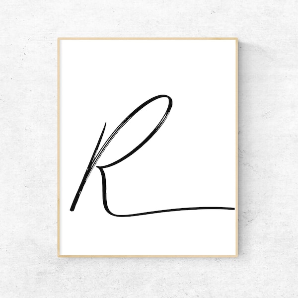 Printable Letter R |  Letter Art Print | R Initial Digital Wall Poster | Monogram Nursery Wall Art | Letter R Print | R Typography Decor