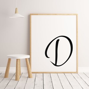 Letter D digital dowload.  Black letter on white background.