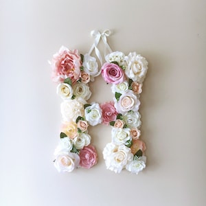 Regalo para ella, color pastel, decoración de fiesta, letras florales para pared, boda, regalo personalizado para baby shower, letras de flores de seda artificiales, accesorio de cumpleaños