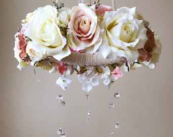 Floral Baby Mobile, Nursery Flower Mobile, Crib Mobile with Flowers, Baby Girl Nursery Decor, Boho Nursery Mobile, Custom Baby Mobile