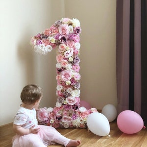 Freestanding Flower number, Large letters 16''/20''/25", Flower letters, Birthday numbers, 1st birthday photo prop, Floral decor for party