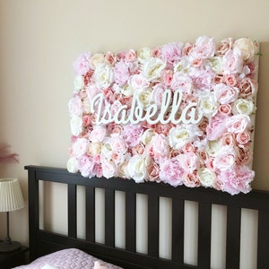 Decoración de habitación de adolescentes, Panel de flores de pared, Decoración de pared de habitación de niña, Pared floral, Marco de flores, Guardería ruborizada, Guardería dorada, Regalo único para ella