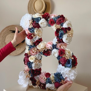 Letra personalizada de 75 cm/30 pulgadas, letra de flor, número de flor independiente, letras de cumpleaños, accesorio fotográfico de cumpleaños, letras para exteriores, fondo