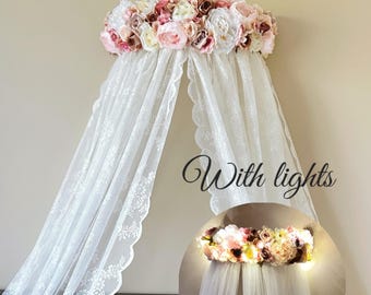 Half Moon Canopy Bed Crown Princess Nursery Wall Decor Tulle canopy (90cm/36 inches wide) Bedroom lights Betthimmel baby Toddler canopy