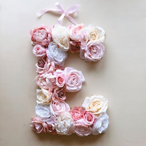 Flower Letters for a nursery, Blush spring pastels, Floral Letter, Flower decor, Personalized nursery, Photo Prop, Baby shower decor letter