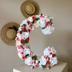 Marsala Wedding Floral Letters – Burgundy Flower Initials for Reception Decor, Romantic Table Centerpiece, Custom Wedding Sign