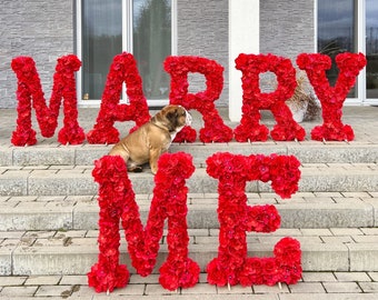 Proposal flower decor, Engagement decor, Marry me Freestanding floral letters, Flower Letters Large, Huge garden decor, Outdoor decors