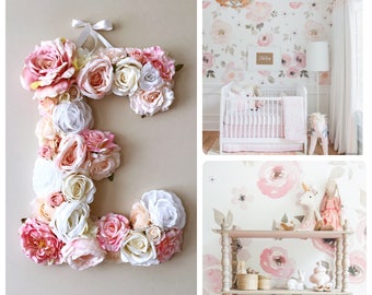 Bridal shower decor, Flower Letters Large, Floral Letter wedding, Wedding decor, Personalized nursery wall decor, pastels, ombre, gradient