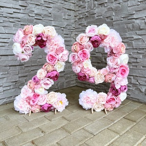 Decoración de fiesta rosa de Barbie, decoración de cumpleaños número 16, letras de flores grandes, arreglo de cumpleaños, decoración de mesa de postres para fiesta