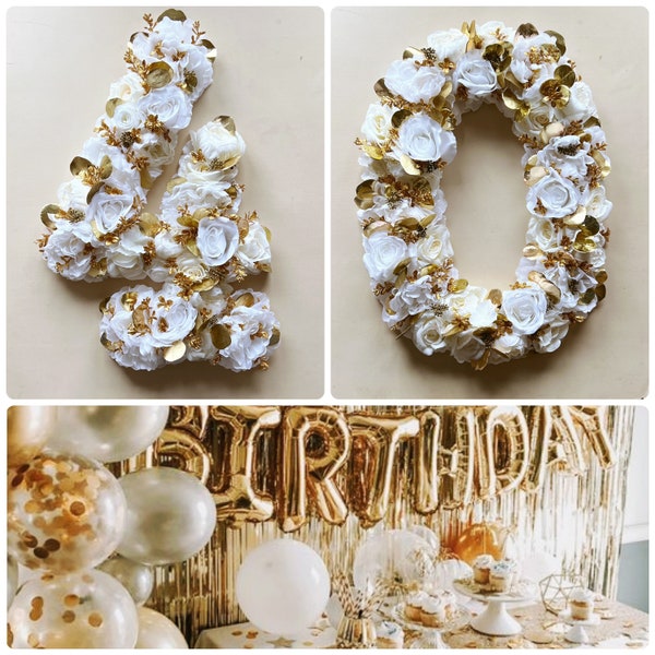 Freestanding Birthday numbers, Floral number large, 24 inches, Flower letters, Cake smash decor, Birthday photo prop, Flower arrangement