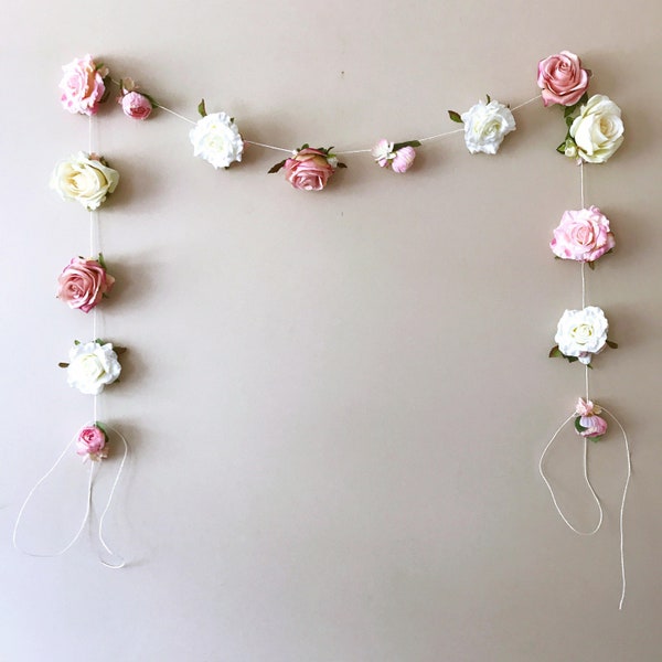 Wedding bunting, Floral bunting 3.3m, Rustic wedding decor, Vintage nursery decoration, Bridal garland, Flower garland 11 ft