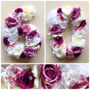 Accesorio para fotos de cumpleaños Letra floral independiente Número floral Colores personalizados Letras de flores Accesorio para fotos de cumpleaños de mamá Arreglo floral