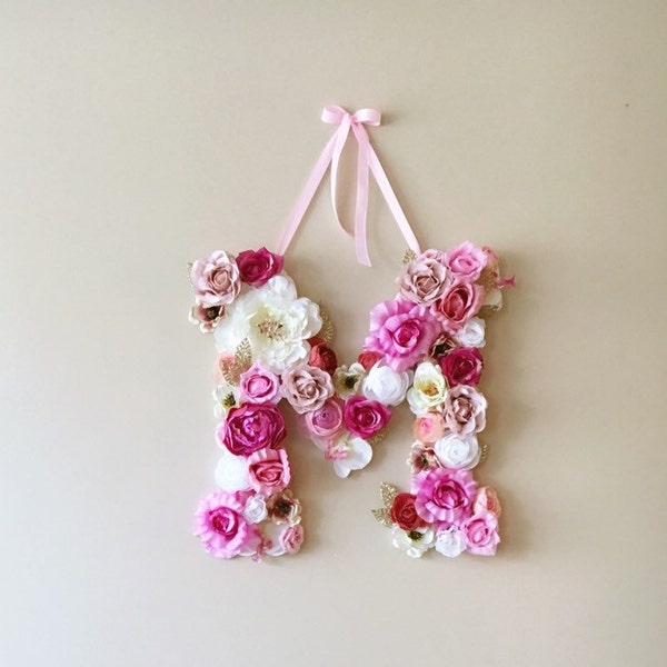 Blumen Anfangsdekor: Rosa Blume Buchstabe, Kinderzimmer Dekoration