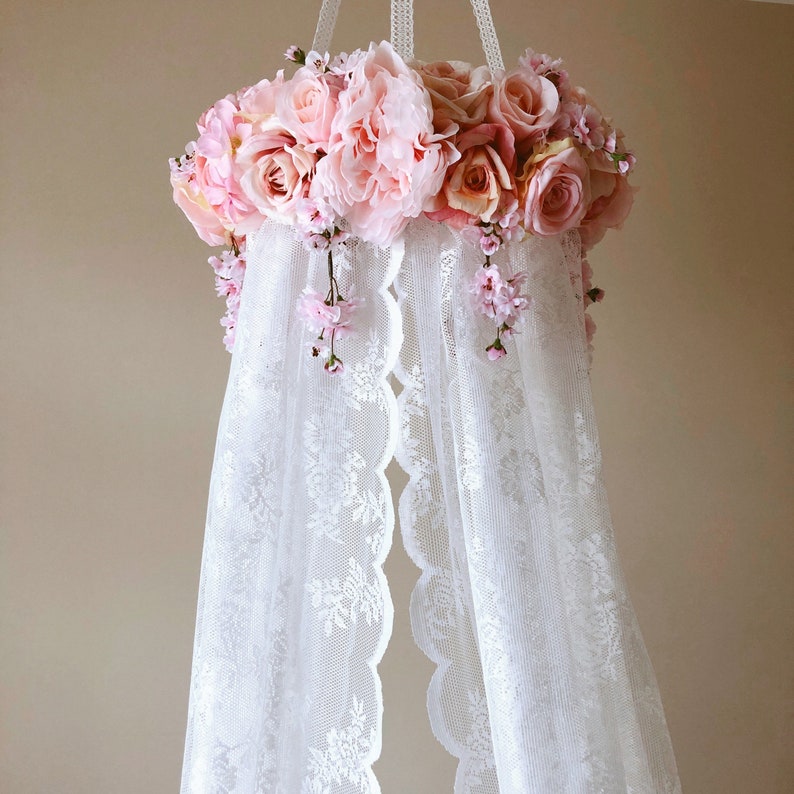 Canopy Girls Room Lace Baby Nursery Mobile Canopy Bed Lace Etsy