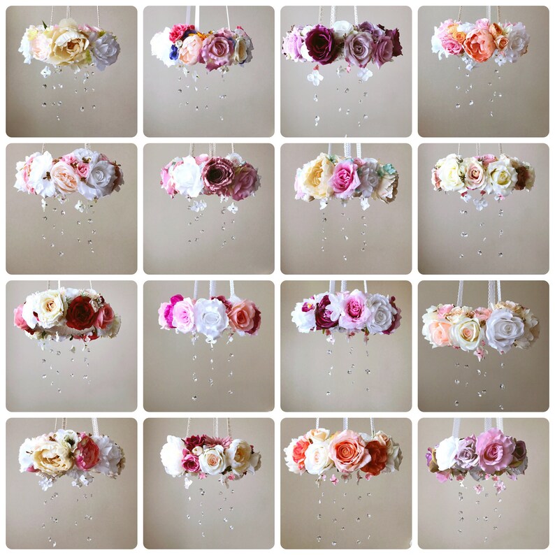 Baby girl mobile Flower mobile Flower mobile nursery Etsy