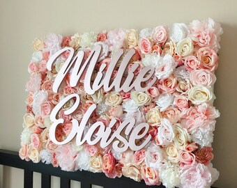 Baby shower decorations, Nursery Wall Art, Girl nursery, Baby Name Sign, Floral Wall, Flower letter, Flower Frame, Blush nursery, Baptism