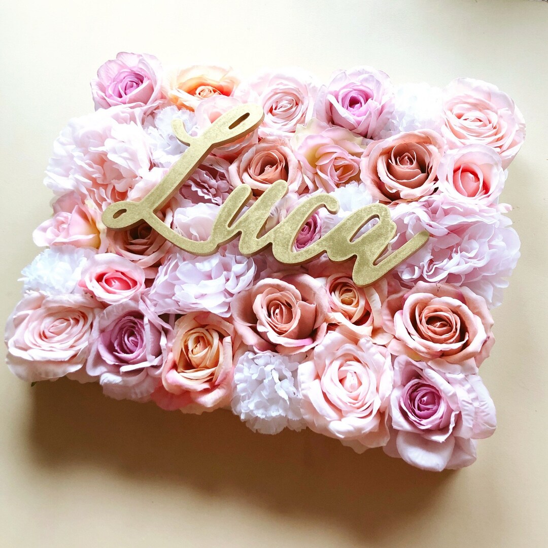 Nursery Wall Flower Panel Girl Nursery Baby Name Sign Etsy