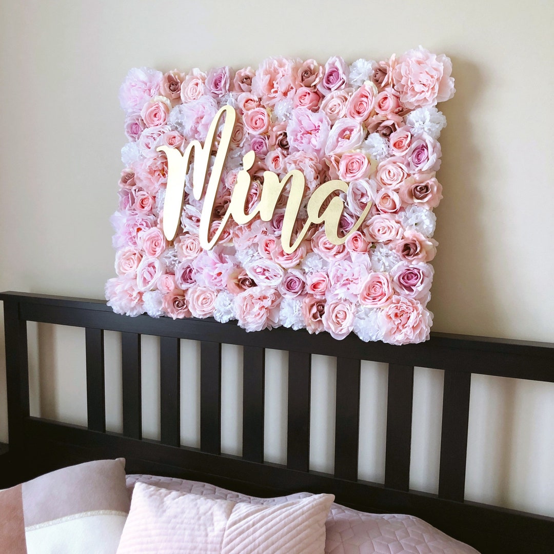 Nursery Wall Flower Panel, Girl Nursery, Baby Name Sign, Floral Wall