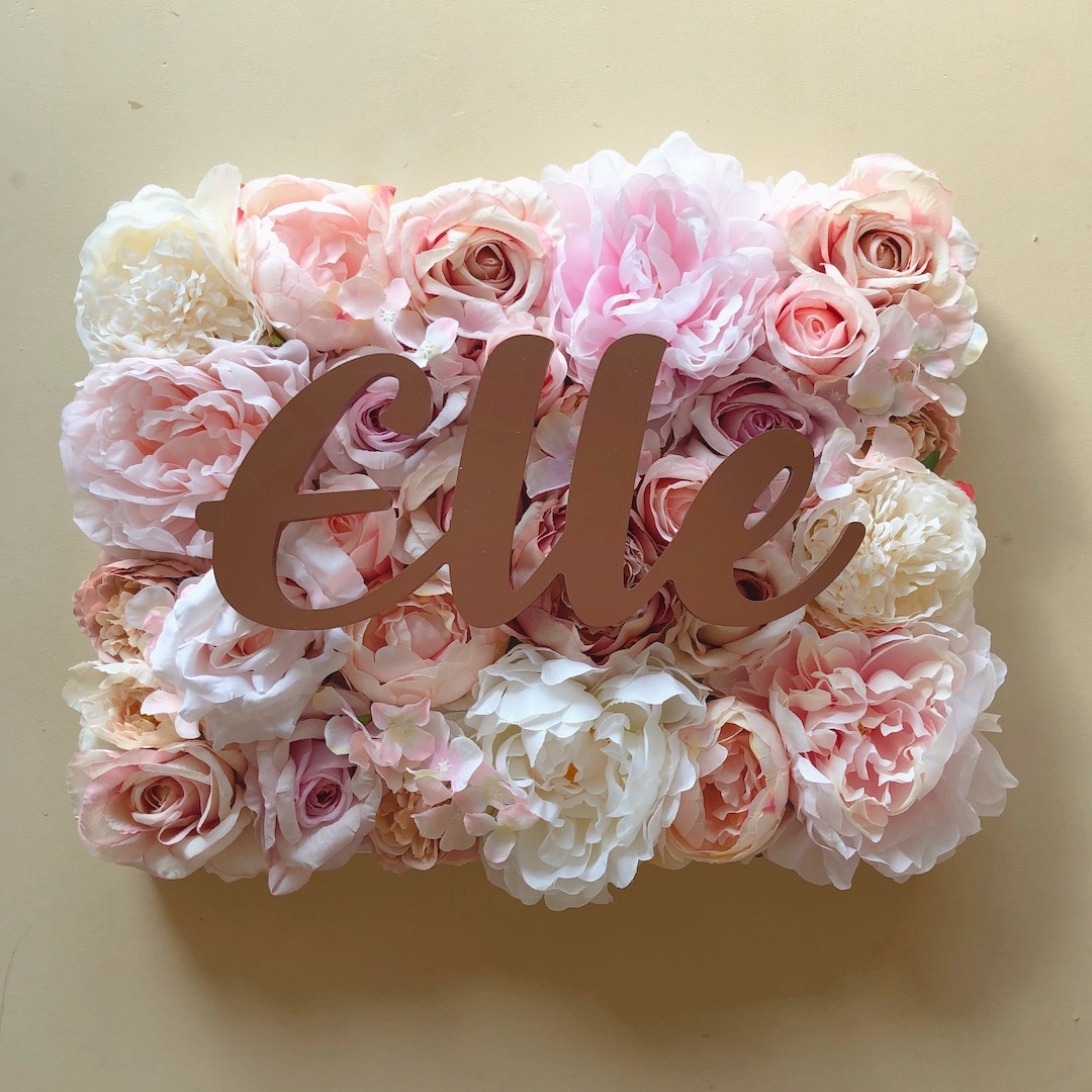 Nursery Wall Flower Panel Girl Nursery Baby Name Sign Etsy