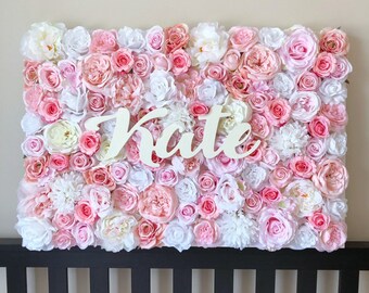 Baby shower decorations, Nursery Wall Art, Girl nursery, Baby Name Sign, Floral Wall, Flower letter, Flower Frame, Blush nursery, Baptism