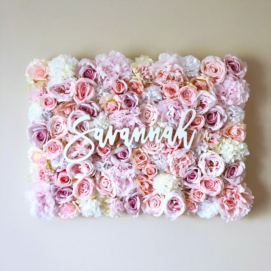 Nursery Wall Flower Panel, Girl Nursery, Baby Name Sign, Floral Wall